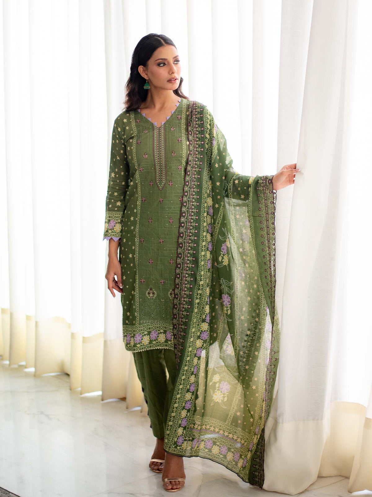 Fabrics 3 Piece Embroidered Cutwork Pret Collection