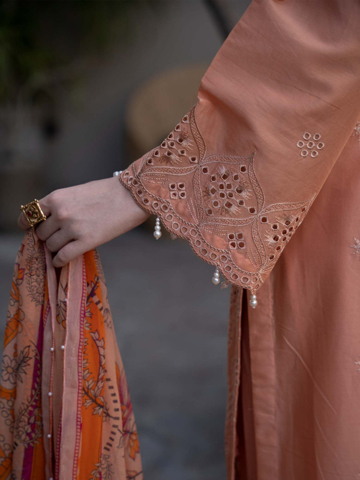 Chikankari Pret Lawn Suit 07 Peach