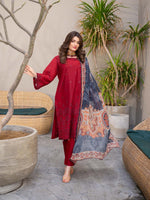 Chikankari Pret Lawn Suit 08 Red