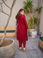 Chikankari Pret Lawn Suit 08 Red