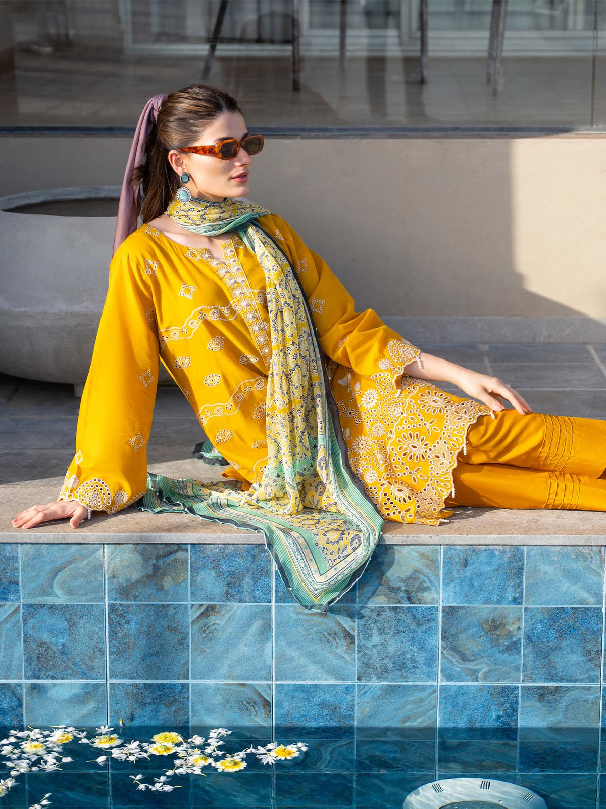 Chikankari Pret Lawn Suit 03 Yellow