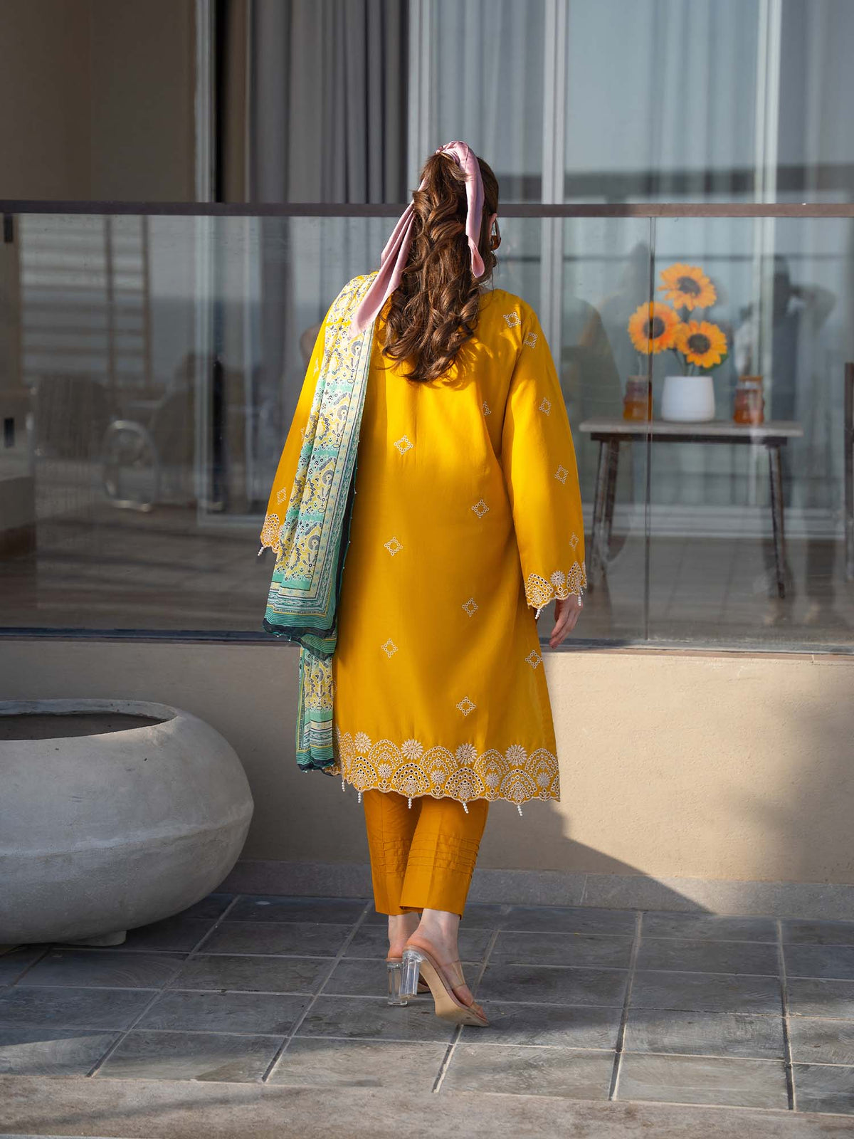 Chikankari Pret Lawn Suit 03 Yellow