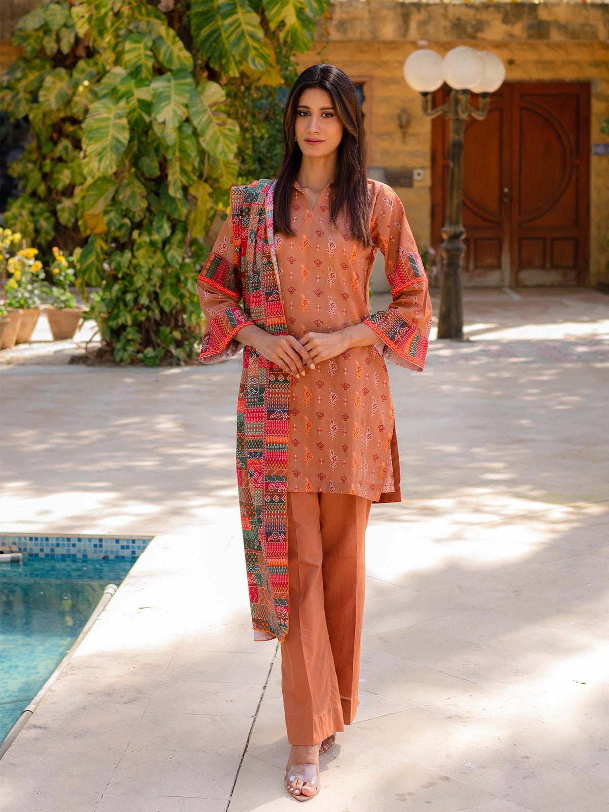 Printed Cambric 3 Piece Suit 06