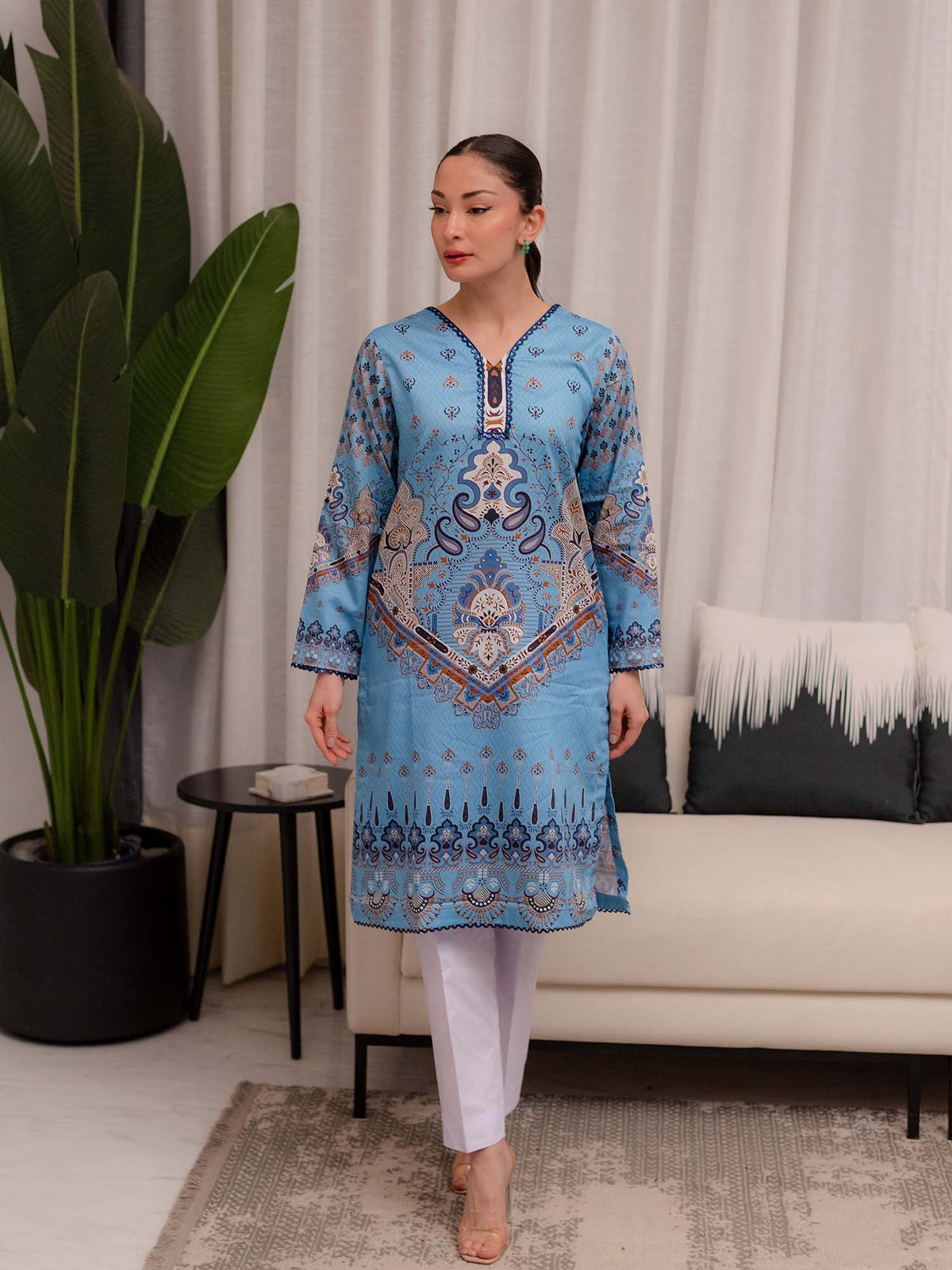 Printed Satin Kurti 06