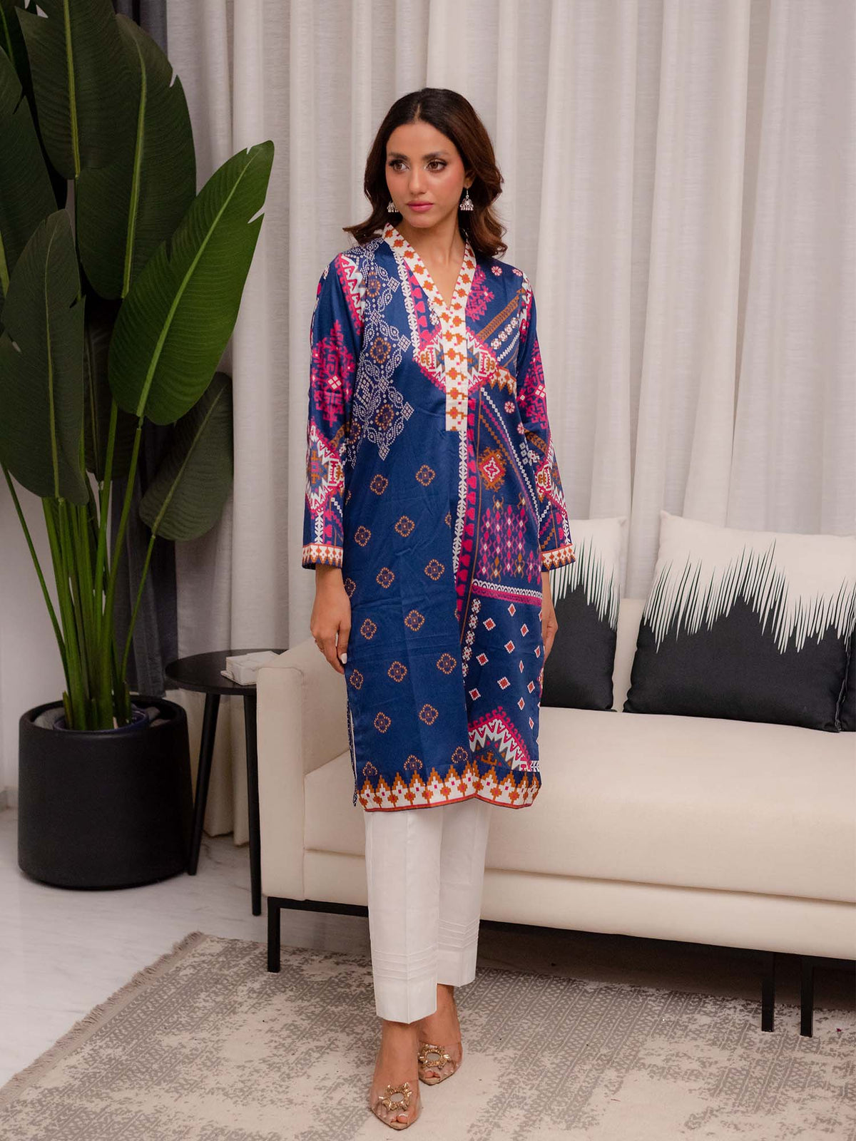 Printed Satin Kurti 04