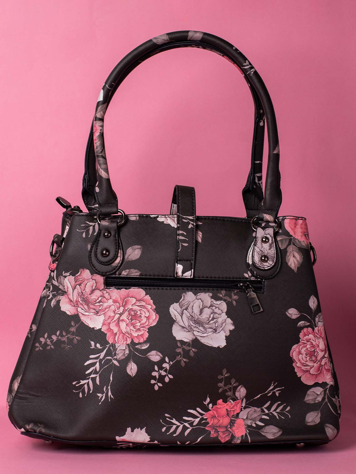 Black Flower Hand Bag