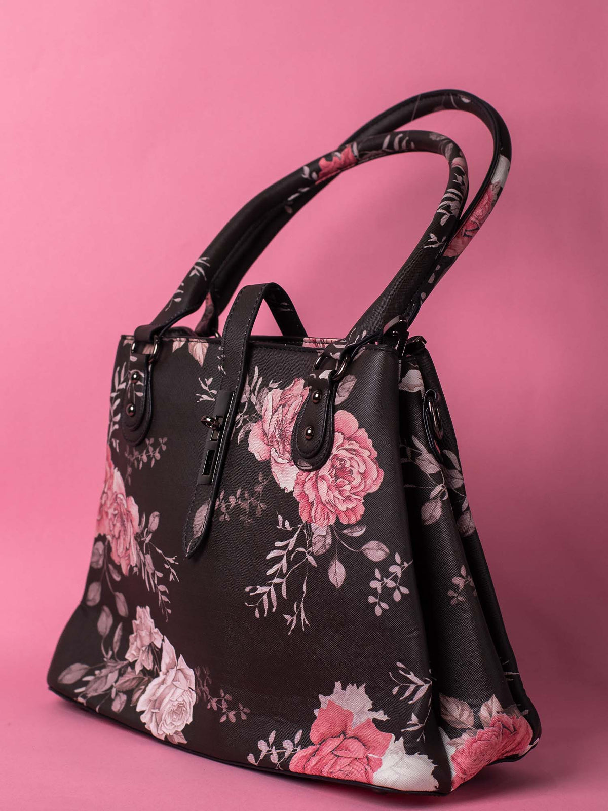 Black Flower Hand Bag