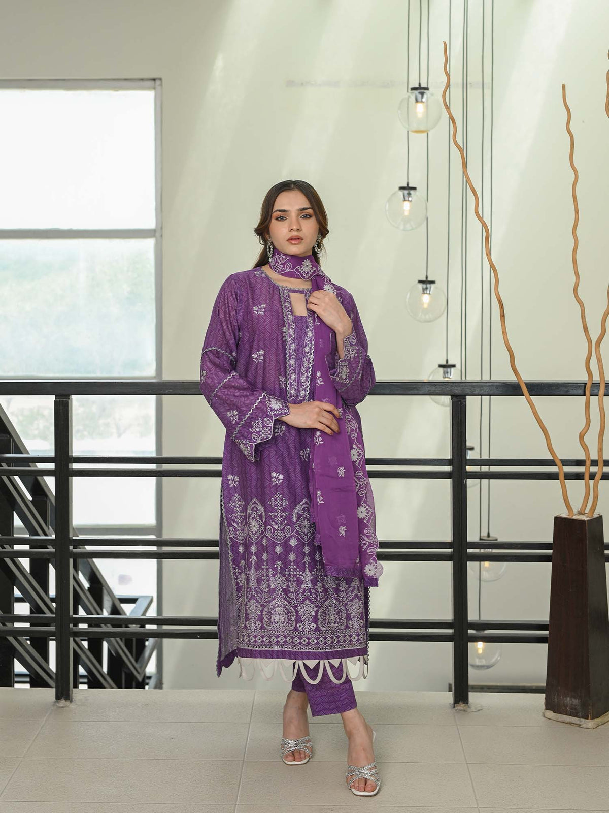 D-01 Chikankari Suit - Purple