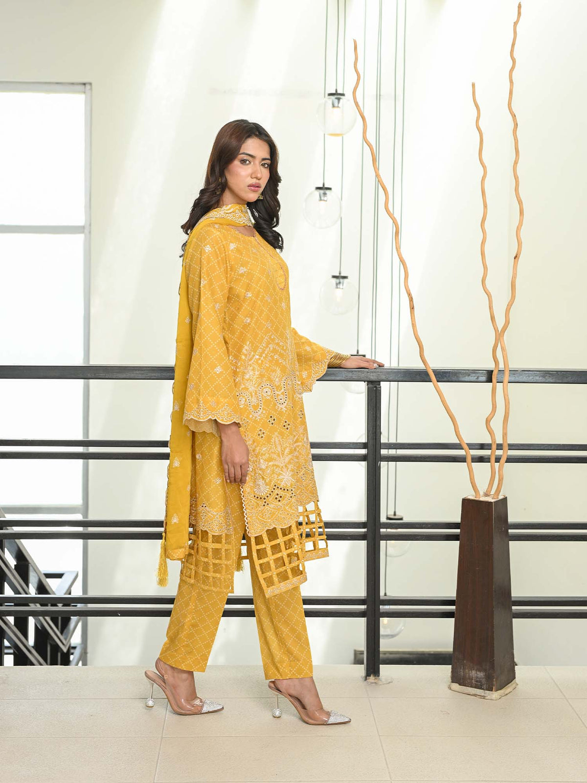 D-03 Chikankari Suit - Yellow