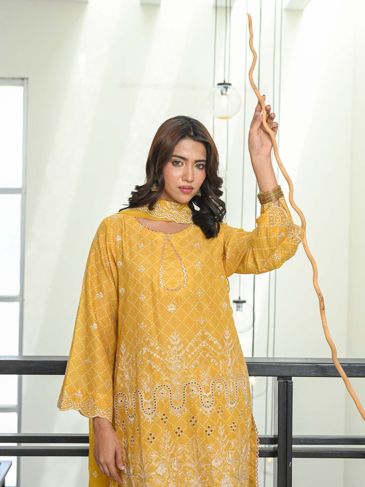 D-03 Chikankari Suit - Yellow