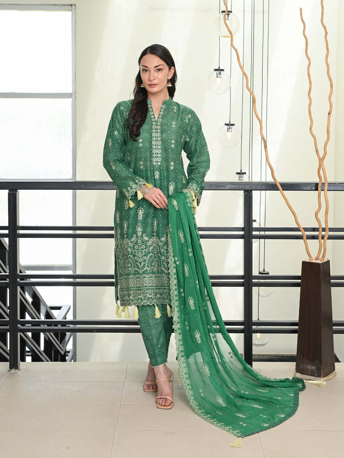 D-04 Chikankari Suit - Green