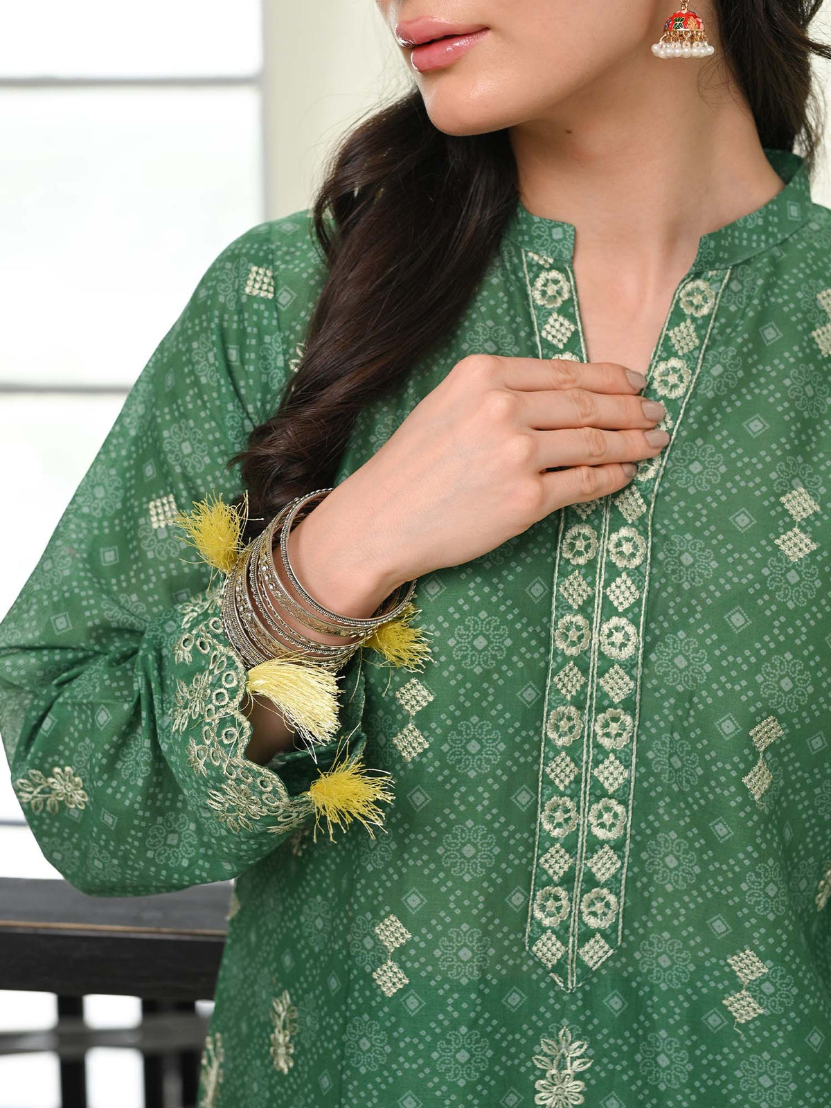 D-04 Chikankari Suit - Green