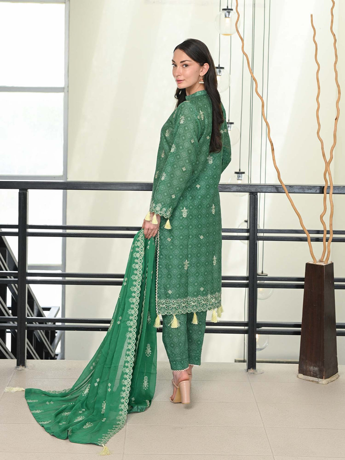 D-04 Chikankari Suit - Green