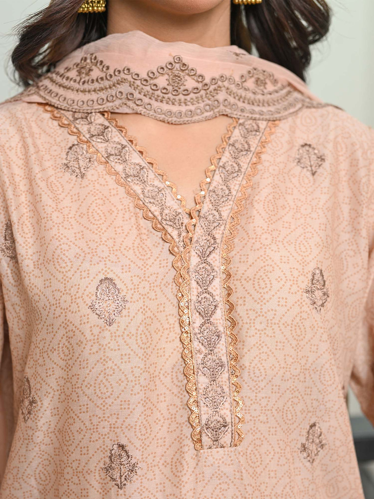 D-05 Chikankari Suit - Fawn