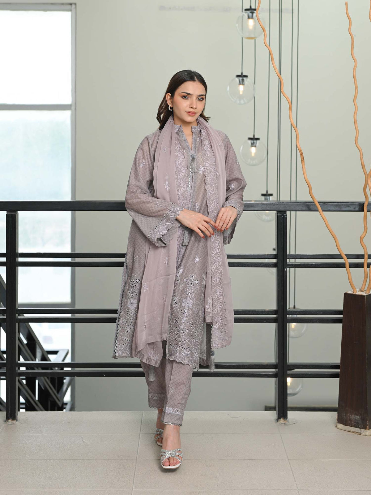 D-07 Chikankari Suit - Grey