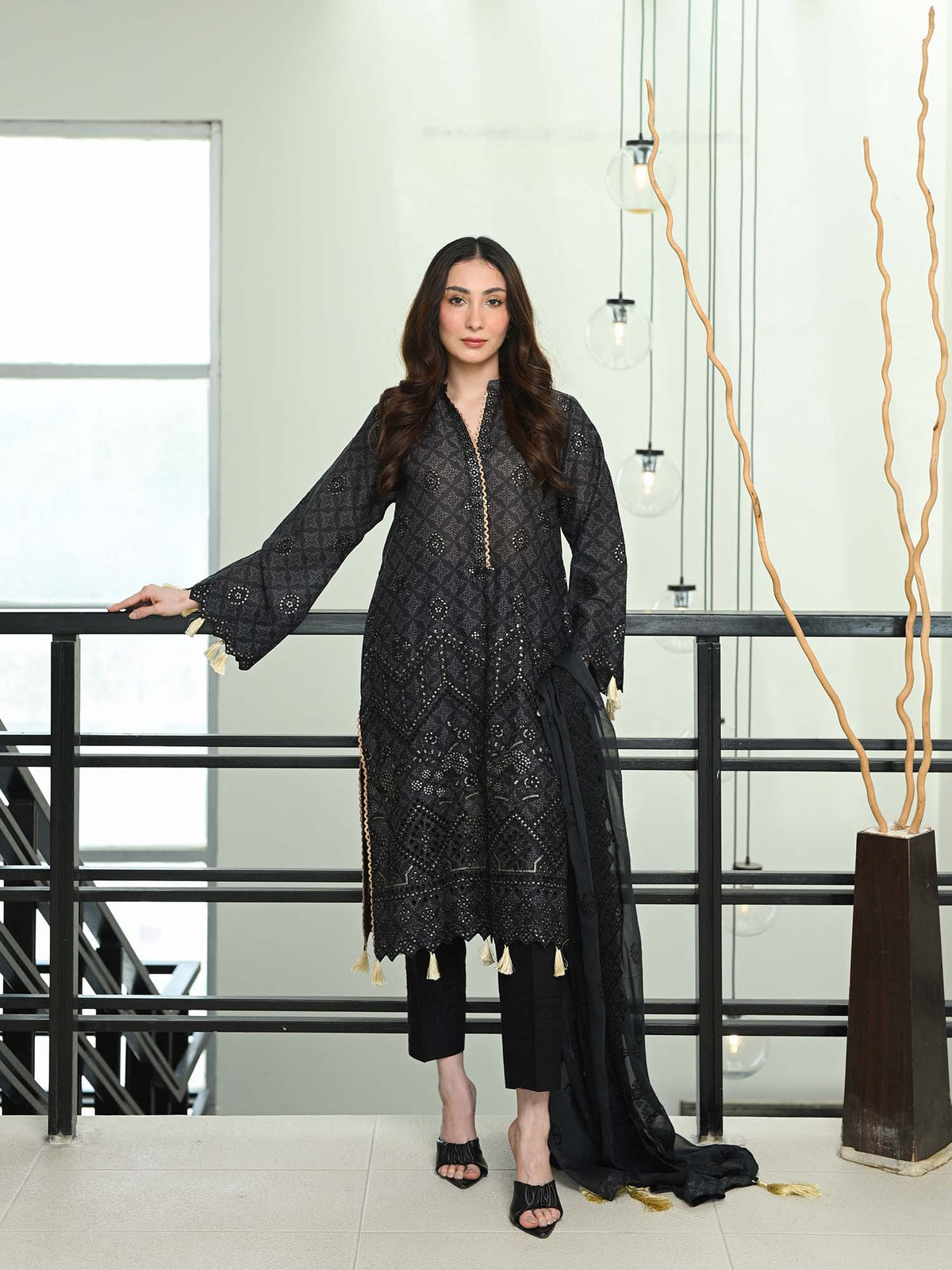 D-08 Chikankari Suit - Black