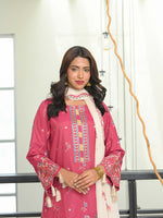 D-01 Masuri Embroidered Suit - Medium Pink