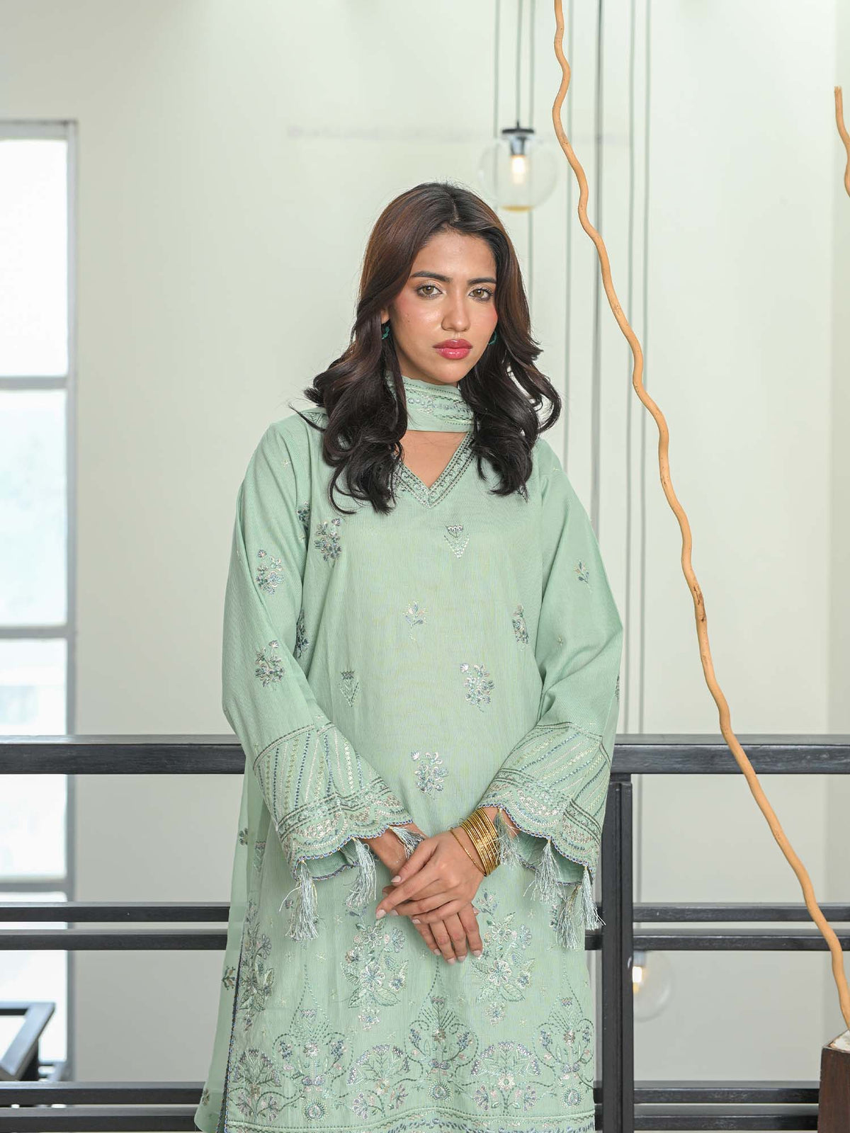 D-03 Masuri Embroidered Suit - Mint Green