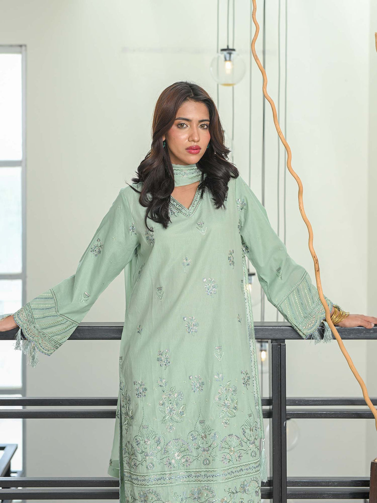 D-03 Masuri Embroidered Suit - Mint Green