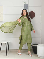 D-04 Masuri Embroidered Suit - Medium Green