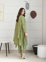 D-04 Masuri Embroidered Suit - Medium Green