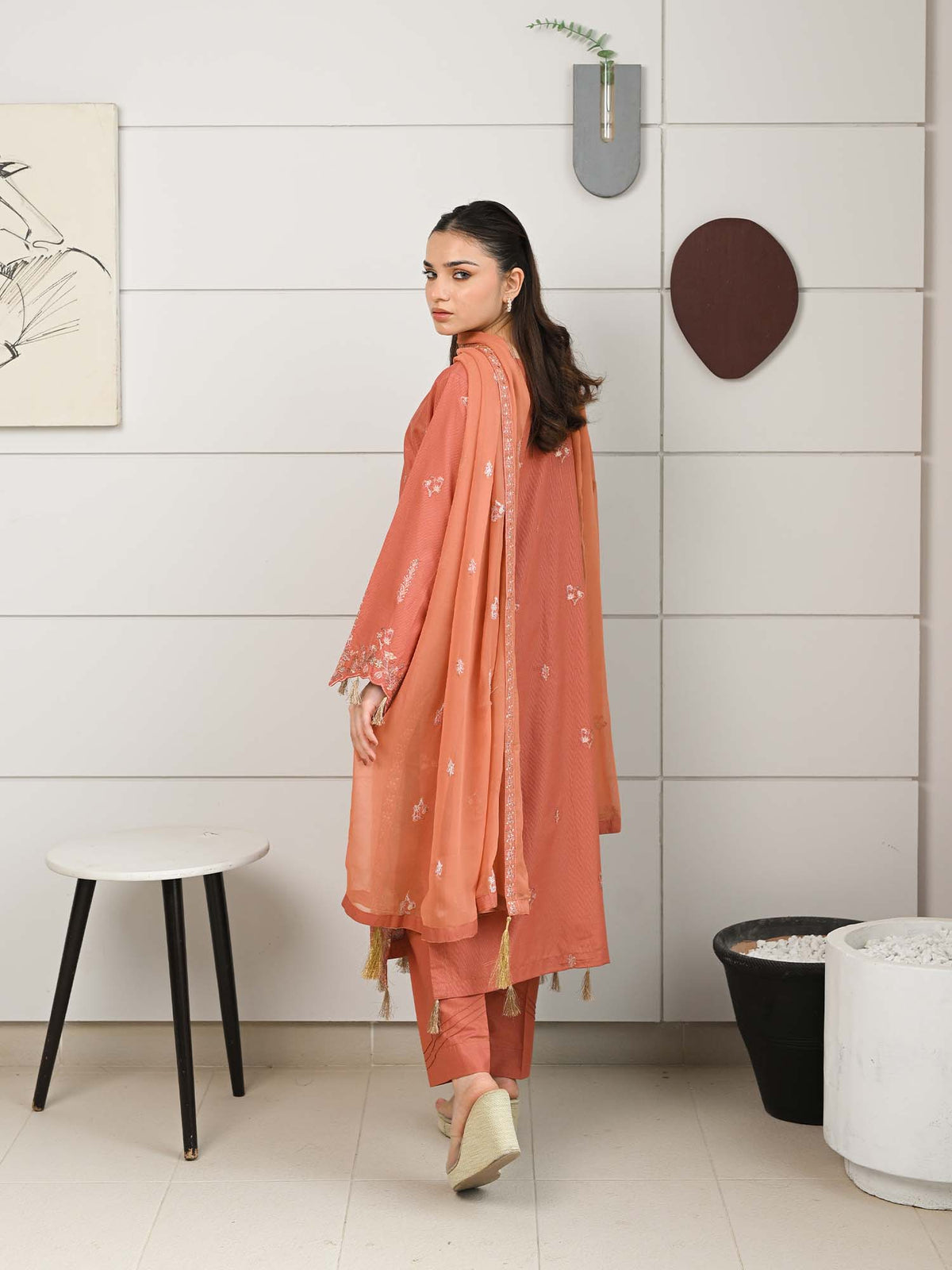 D-05 Masuri Embroidered Suit - Orange