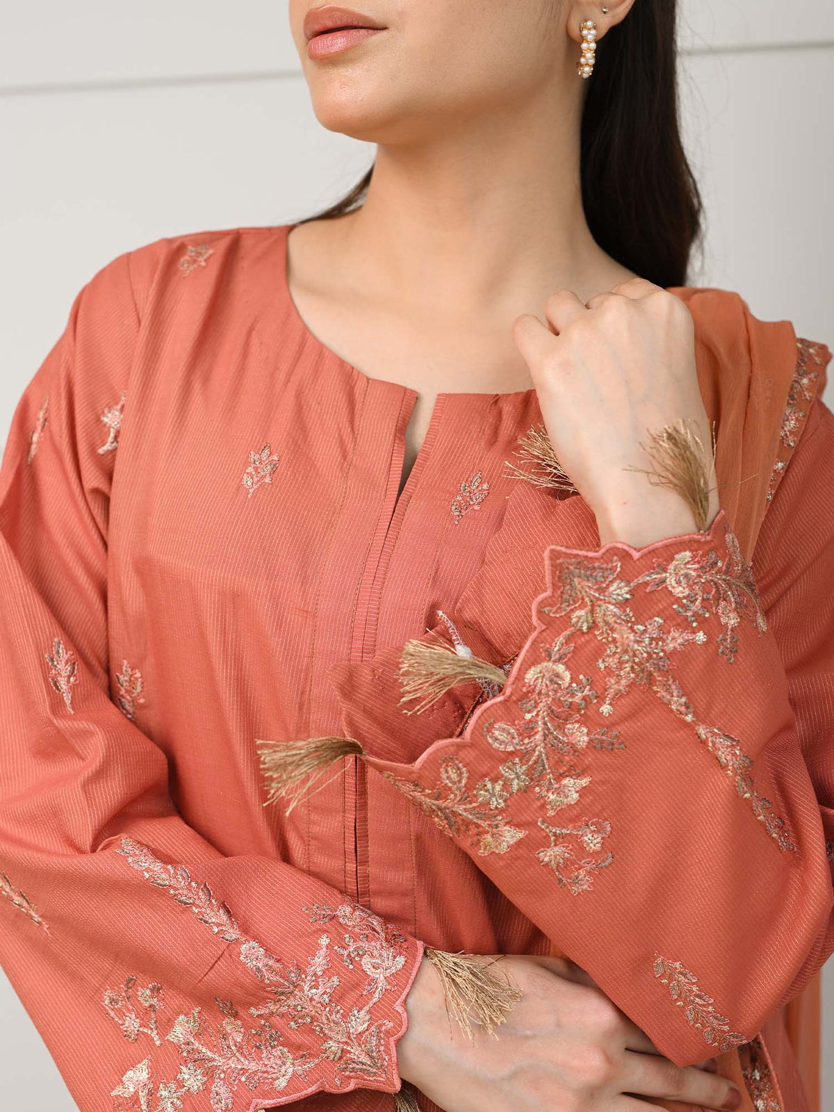 D-05 Masuri Embroidered Suit - Orange