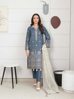 D-06 Masuri Embroidered Suit - Medium Blue