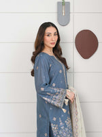 D-06 Masuri Embroidered Suit - Medium Blue