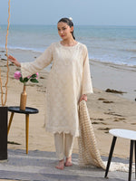 D-01 Schiffli Embroidered Suit White