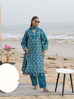 D-04 Schiffli Embroidered Suit Blue