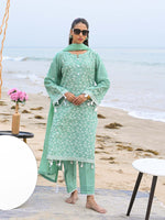 D-06 Schiffli Embroidered Suit Green