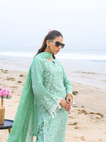 D-06 Schiffli Embroidered Suit Green