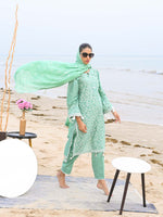 D-06 Schiffli Embroidered Suit Green