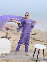 D-07 Schiffli Embroidered Suit Purple