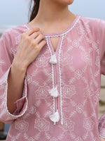 D-08 Schiffli Embroidered Suit Pink