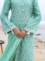 D-06 Schiffli Embroidered Suit Green