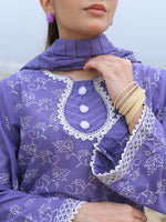 D-07 Schiffli Embroidered Suit Purple