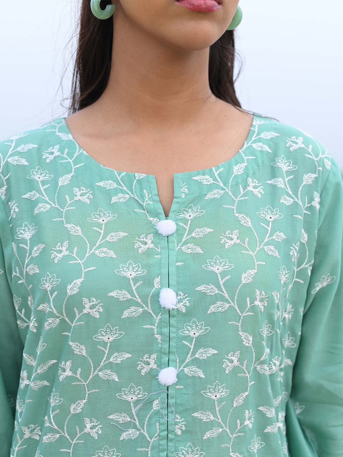 D-06 Schiffli Embroidered Suit Green