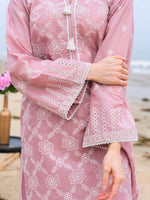 D-08 Schiffli Embroidered Suit Pink